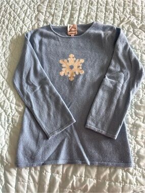Light Blue Snowflake cashmere crewneck Sweater P/S
